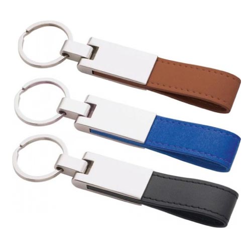 Leather  with Metal  Keyring