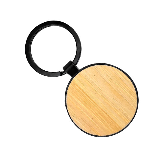 Round Metal Key-chain with Bamboo